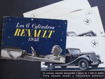 Renault Vivastella 6 Cylinder Modelprogram 1938 Carbrochure-Map (7741)